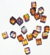 20 6mm Faceted Crystal, Topaz/, & Purple Cube Beads